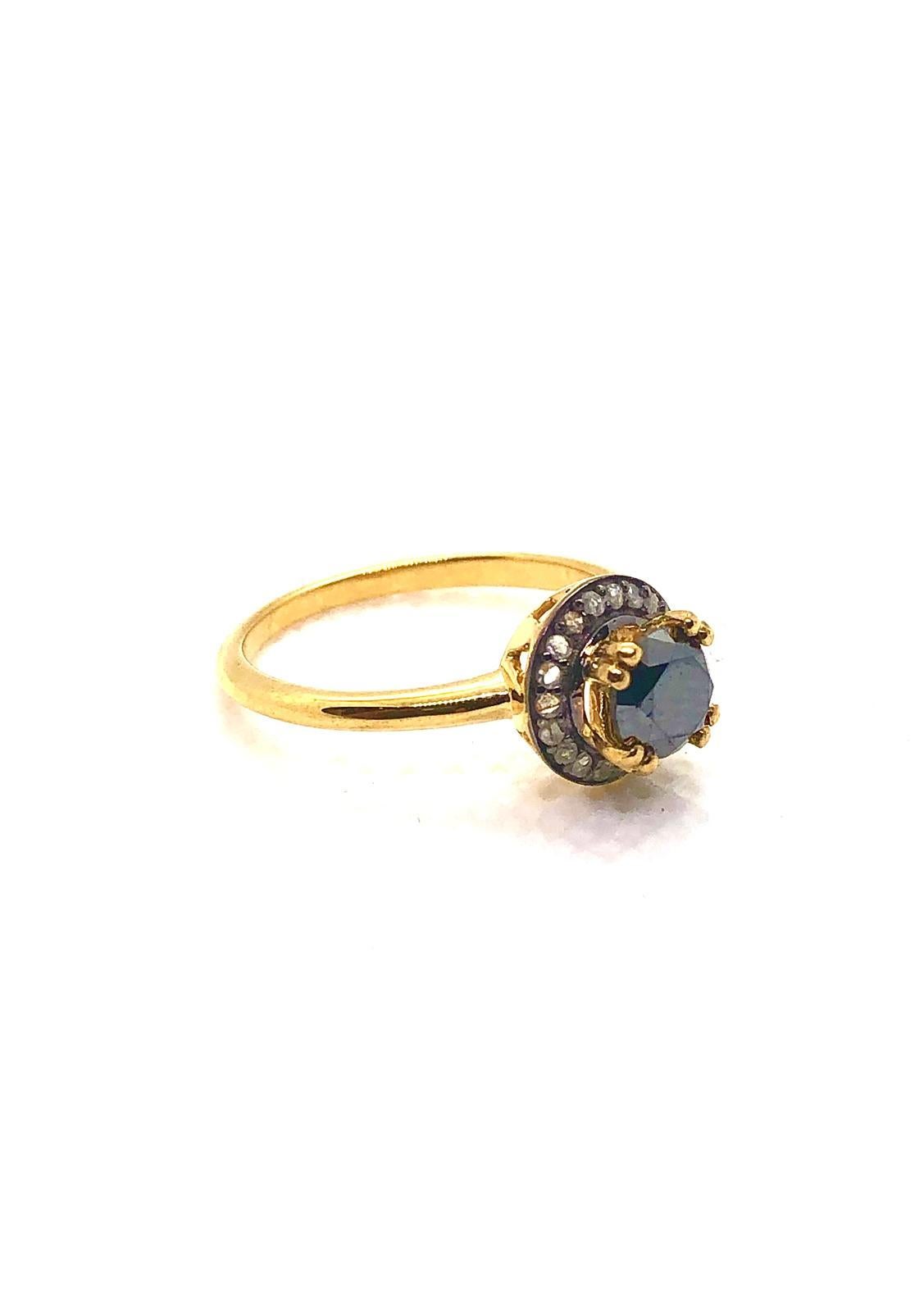Anello vintage con diamanti neri e grigi di Bochic 