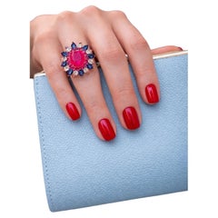 Bochic “Capri” Vintage Blue Sapphire, Ruby & Rose Cut Topaz 18K Gold & Silver