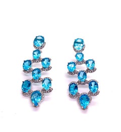 Bochic “Capri” Vintage Blue Topaz & White Topaz Earrings - 18K Gold & Silver