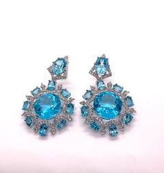 Bochic „Capri“ Ohrringe mit Vintage-Blautopas und Weißtopas – 18 Karat Gold und Silber