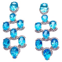 Bochic “Capri” Vintage Blue Topaz & White Topaz Earrings - 18K Gold & Silver