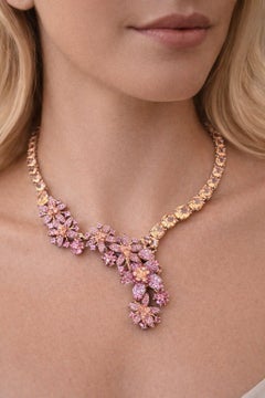 Collier Vintage "Capri" Citrine, Améthyste et Saphir en Or 18K et Saphir