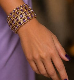 Bochic Capri Vintage Manschette mit Amethyst und 18K Gold & Silber