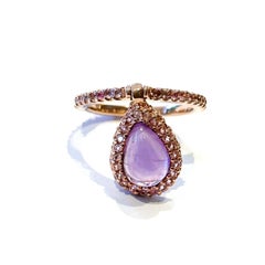 Bochic “Capri” Vintage Diamond & Amethyst Ring Set In 18K Gold & Silver