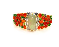 Bracciale vintage con diamanti, opale nera e tsevorite di Bochic "Capri" in 18 carati e seta