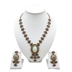 Bochic “Orient” Vintage Diamond, Opal & Fancy Sapphire Necklace Suite 18K Gold &