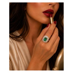 Bochic "Capri" Vintage Smaragd & Diamanten Cocktail Ring 18K Gold & Silber
