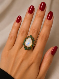 Bochic Capri Vintage Emerald & Opal Cocktail Ring, 18K Gold, 1990