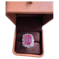 Anello vintage Bochic "Capri" con smeraldo, topazio rosa, diamanti e tanzanite in oro 18 carati
