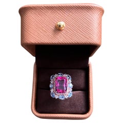 Bochic “Capri” Vintage Emerald Shape Pink Topaz & Tanzanite - 18K Gold & Silver