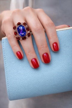 Bochic “Capri” Vintage Garant, Amethyst &Multi Color Rose Cut Topaz - 18K Gold &