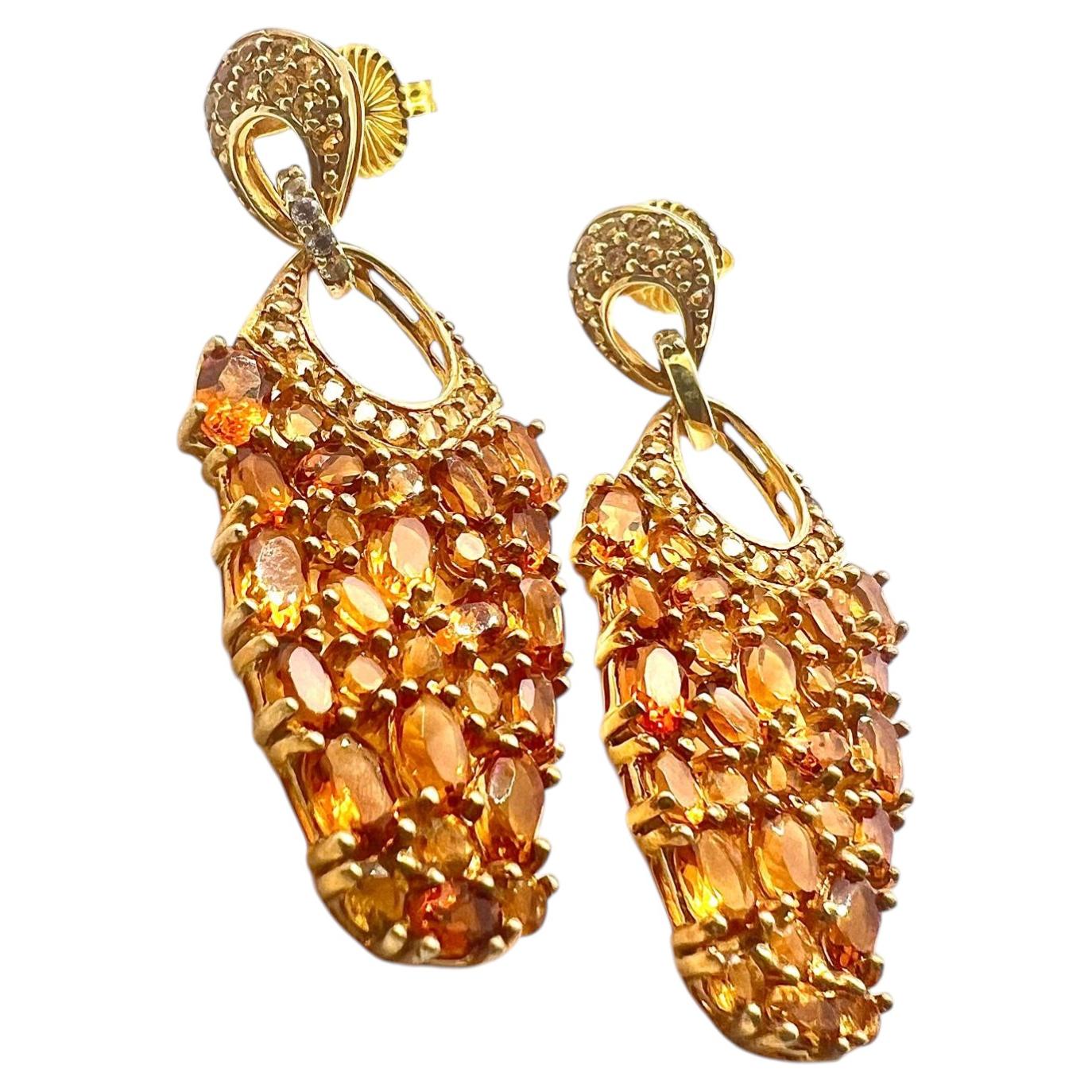 Bochic “Capri” Vintage Honey Citrine & Rose Cut White Sapphire Cascading Earring