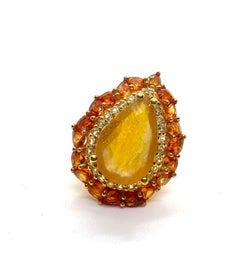 Bochic “Capri” Vintage Honey Opal & Orange Citrine Ring — 18K Gold & Silver