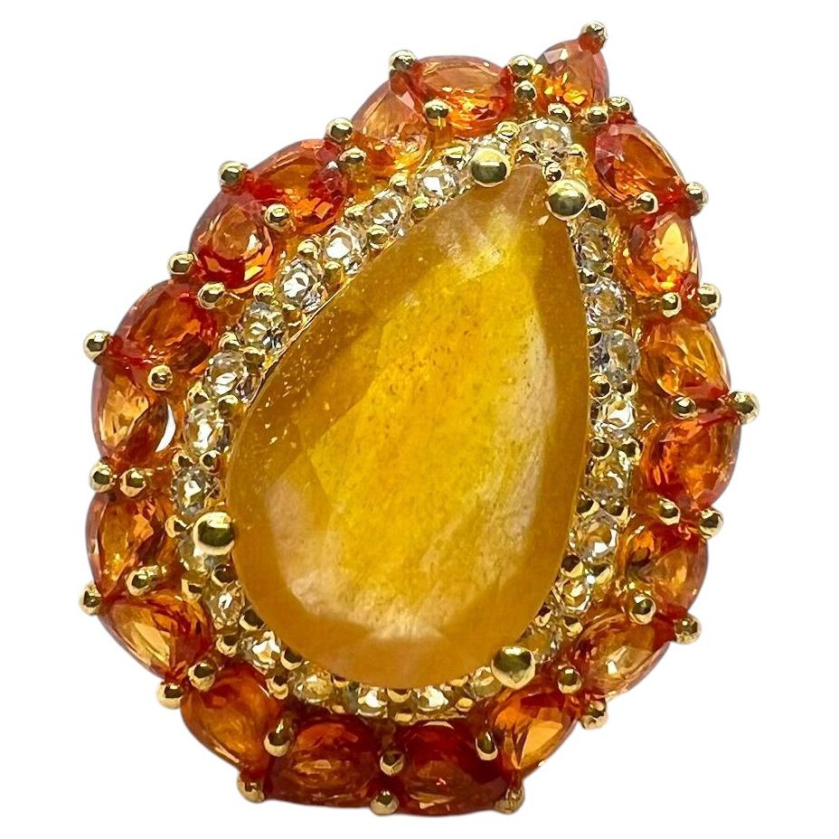 Bochic “Capri” Vintage Honey Opal & Orange Citrine Ring — 18K Gold & Silver