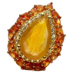 Bochic “Capri” Vintage Honey Opal & Orange Citrine Ring — 18K Gold & Silver