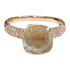 Bochic “Capri” Vintage Lemon Topaz & Diamond Classic Italian Ring - 18K Gold