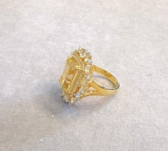 Bochic Capri Vintage Lemon Topaz & Sapphire Ring, 18K Gold & Silver