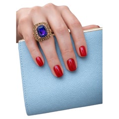 Bochic “Capri” Vintage Multi Color Rose Cur Topaz & Amethyst 18K Gold & Silver