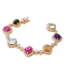 Bochic "Capri" Vintage Multi Fancy Sapphire & Ruby Bracelet Set in 18K & Silver