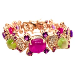 Bochic Capri Vintage Multi-Gem Bangle, oro e argento 18 carati, 1997