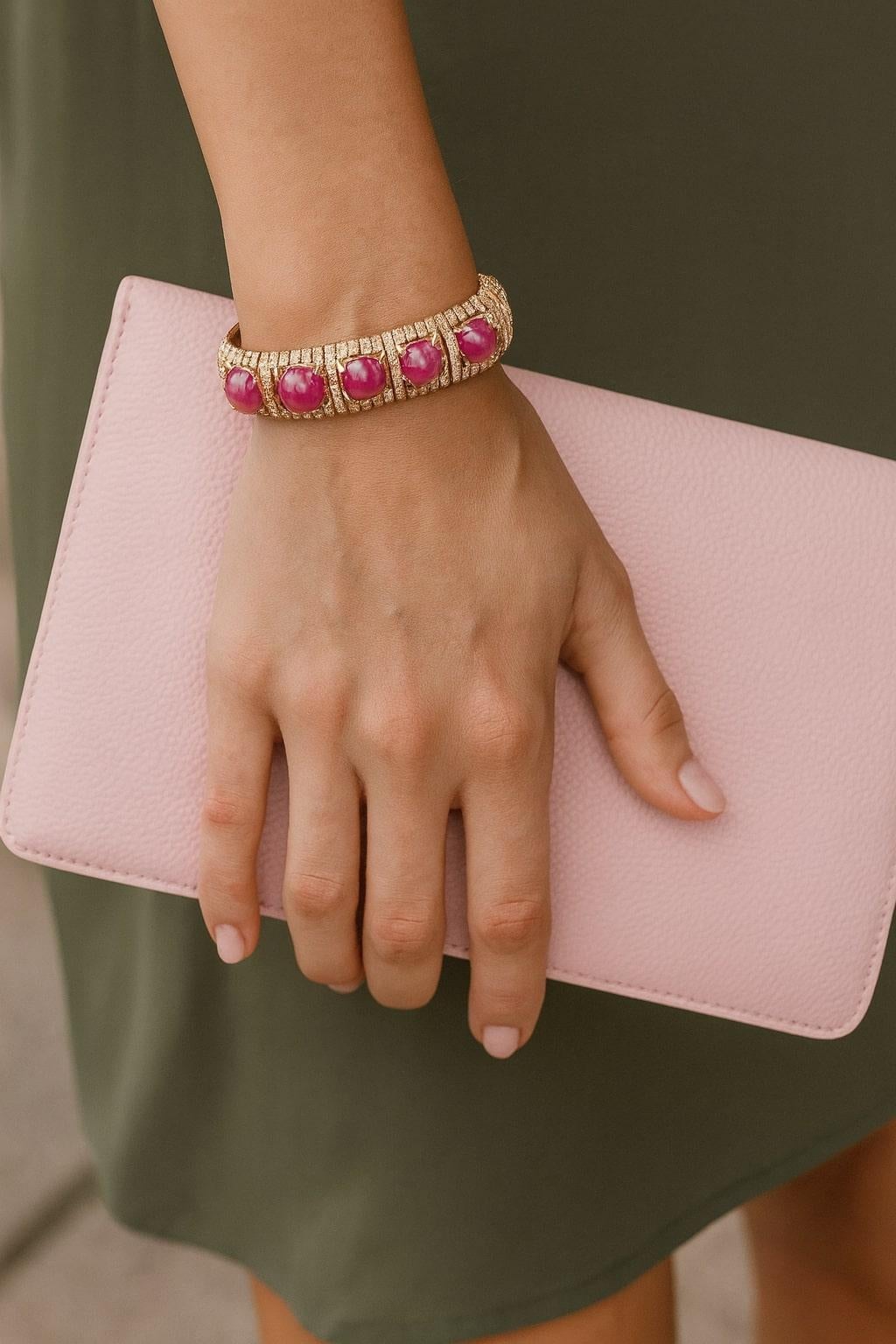 Bracciale vintage multi rubino e topazio di Bochic 