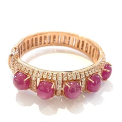 Bochic “Capri” Vintage Multi Ruby & Topaz Bracelet Set In 18K Gold & Silver