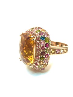 Bochic “Capri” Vintage Multi Sapphire & Citrine Ring Set 18K Gold & Silver