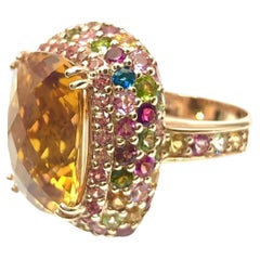 Bochic “Capri” Vintage Multi Sapphire & Citrine Ring Set 18K Gold & Silver