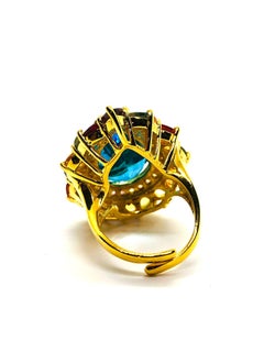 Bochic “Capri” Vintage Multi Sapphire & Topaz Ring — 18K Gold & Silver