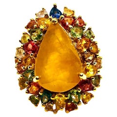 Bochic “Capri” Vintage Multi Sapphire & Yellow Sapphire Ring 18K Gold & Silver