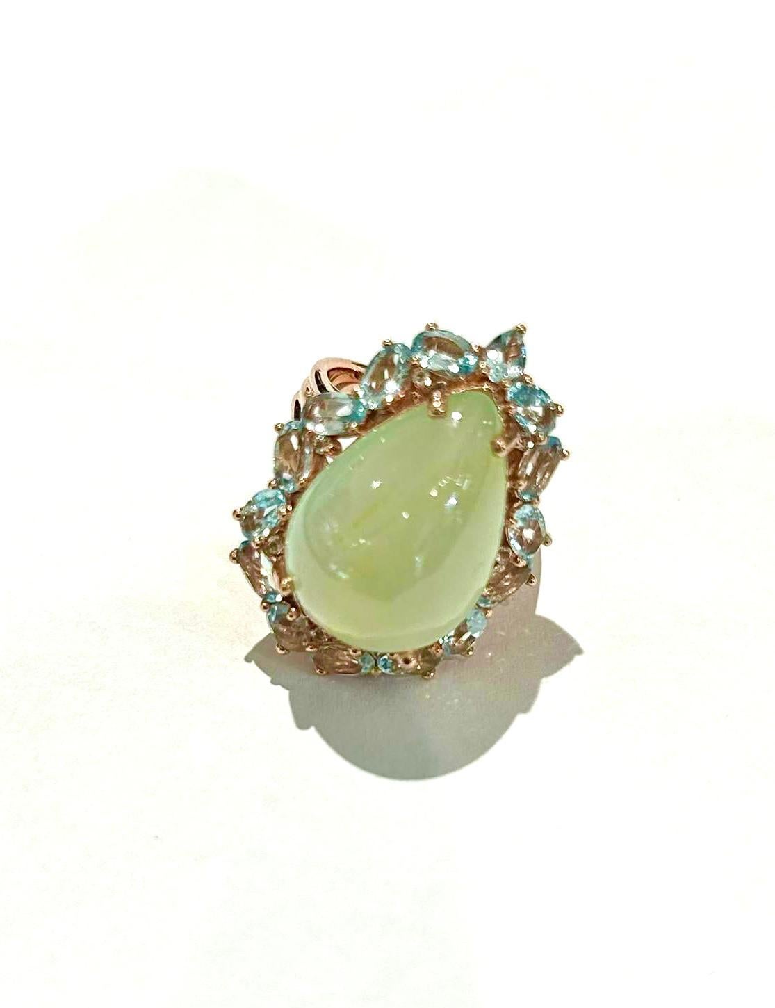 Rétro Anello vintage con acquamarina naturale di Bochic 