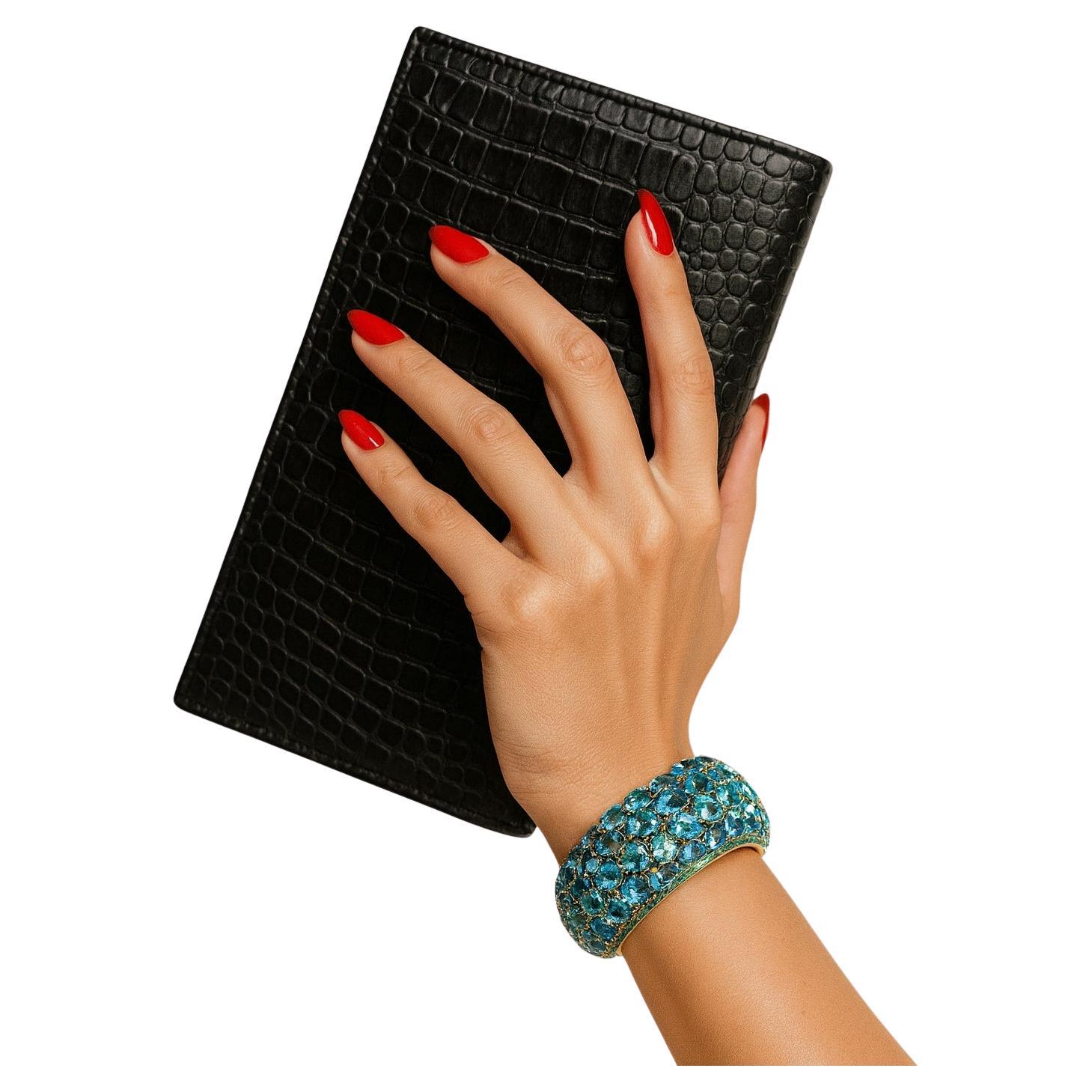 Bochic "Capri" bracciale vintage con topazio naturale in oro e argento 18 carati