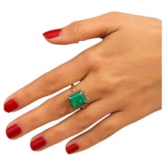 Bochic “Capri” Vintage Natural Diamond & Emerald Retro Ring Set In 18K & Silver