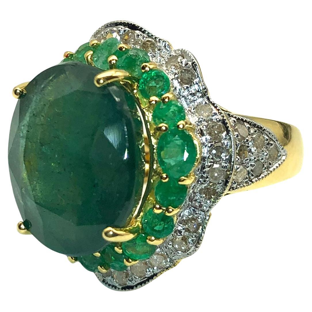 Bochic "Capri" Vintage natürlichen Diamant
Smaragd Ring Set in 18K Gold
Silber