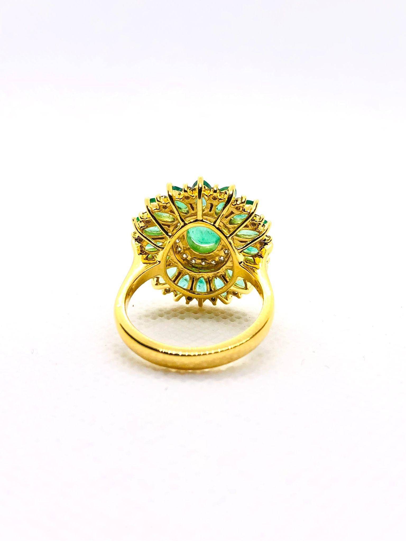 da uomo o donna Anello vintage retrò con diamanti naturali e smeraldi di Bochic 
