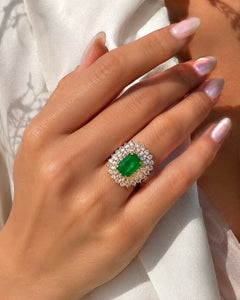 Bochic “Capri” Vintage Natural Emerald & Sapphire Ring — 18K Gold & Silver