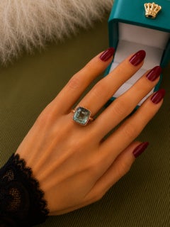 Bochic „Capri“ – Vintage-Ring mit natürlichem italienischem Aquamarin – 18 Karat Roségold und Silber