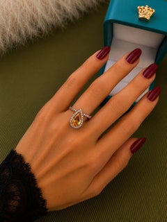 Bochic „Capri“ – Vintage-Ring aus italienischem Citrin in Naturfarbe und Diamanten, 18-karätiges Gold und Silber