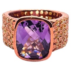 Bochic „Capri“ Vintage-Ring mit natürlichem Peridot und Amethyst – 18-karätiges Gold und Silber