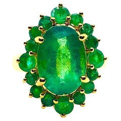 Bochic "Capri" Vintage Natural Retro Emerald Ring Set In 18K Gold & Silver
