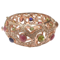 Bochic "Capri" Set di bracciali con rubini naturali e ametiste vintage in oro e argento 18 carati