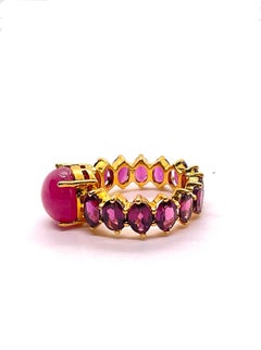Bague de cocktail « Capri Vintage » de Bochic, avec rubis et améthystes, en or 18 carats et argent
