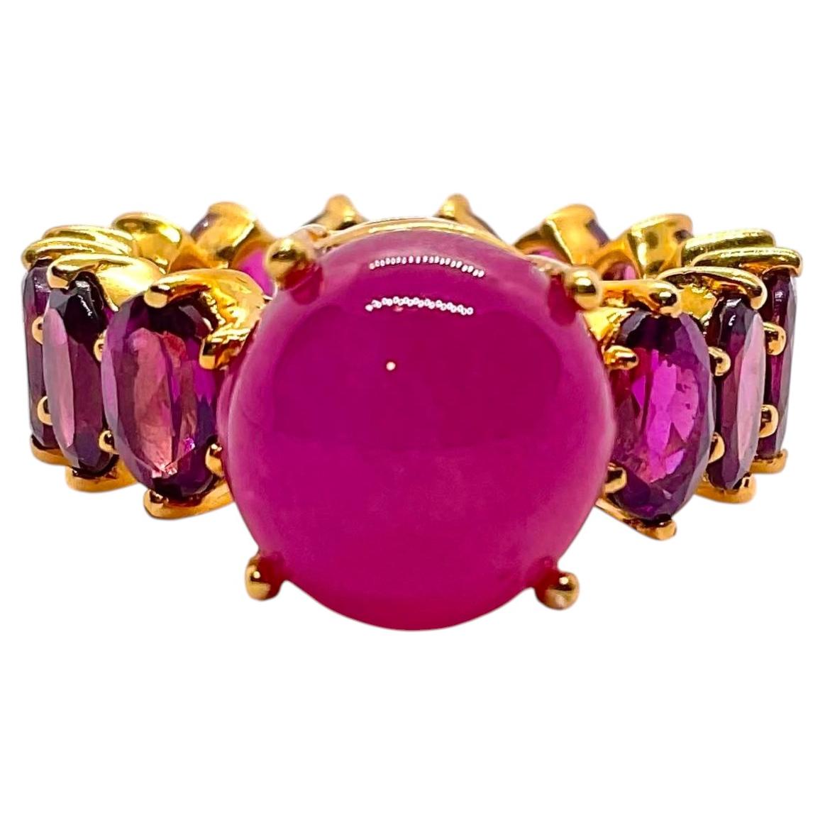 Bochic Capri Vintage Ruby & Amethyst Cocktail Ring, 18K Gold & Silver