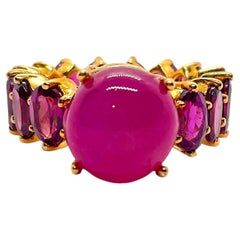 Bague de cocktail « Capri Vintage » de Bochic, avec rubis et améthystes, en or 18 carats et argent