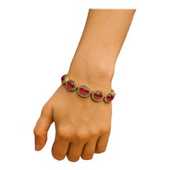 Bochic “Capri” Vintage Natural Ruby & Diamond Bracelet Set In 18K & Silver