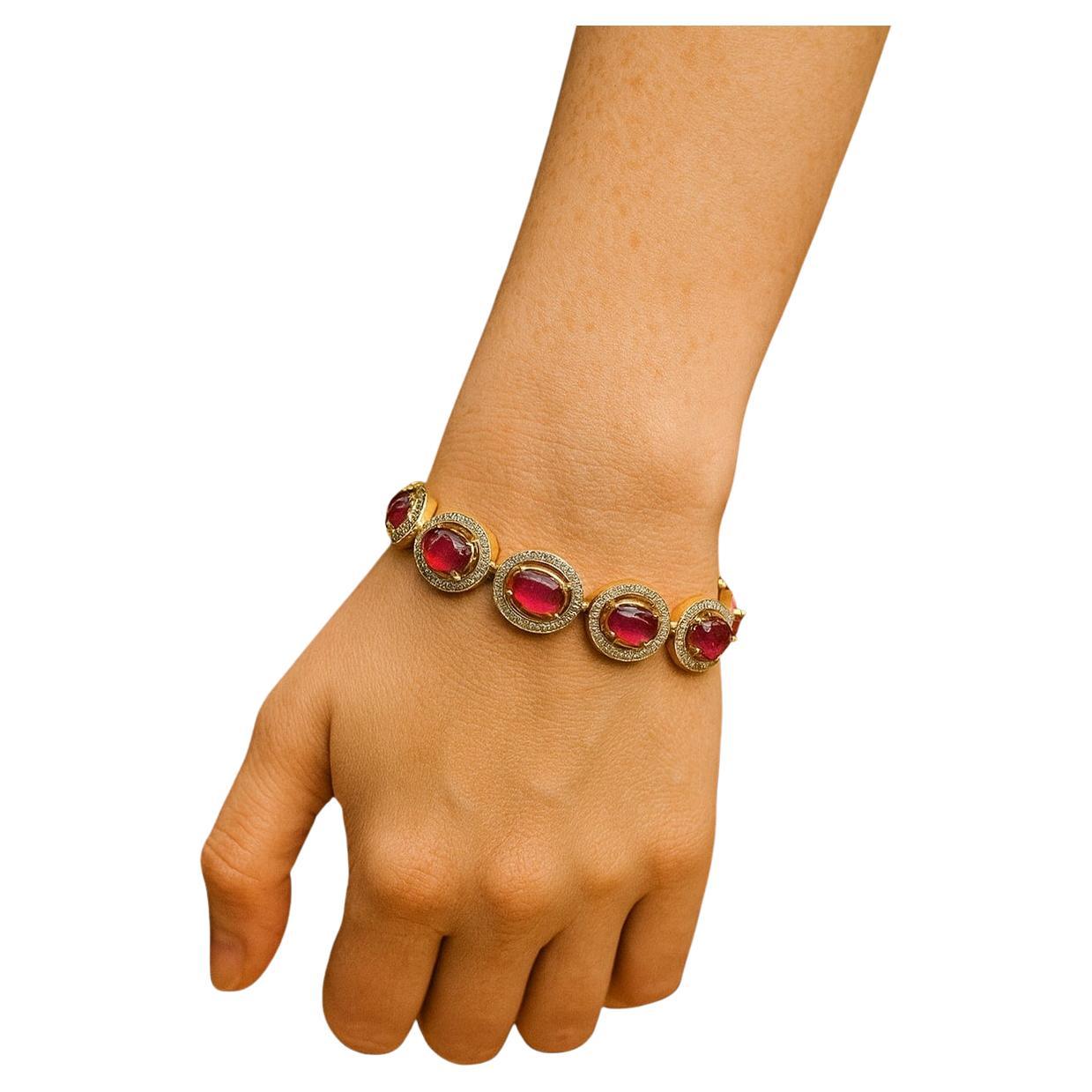 Bochic "Capri" Vintage natürlichen Rubin & Diamant-Armband Set in 18K & Silber