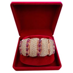 Bochic Capri Vintage Natural Ruby & Peridot Bangle - 18K Gold & Silver, Circa 90