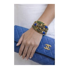 Bochic ‘Capri’ Vintage Natural Ruby, Sapphire & Emerald Cuff In 18K Gold & Silve