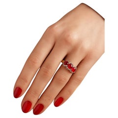 Bochic “Capri” Vintage Natural Ruby & Topaz Retro Ring Set In 18K Gold & Silver