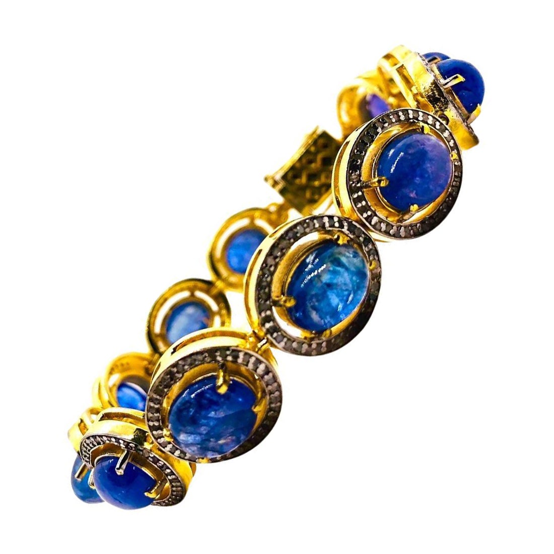Bochic "Capri" Bracelet Vintage en Tanzanite Naturelle et Diamant serti en 18K et Argent